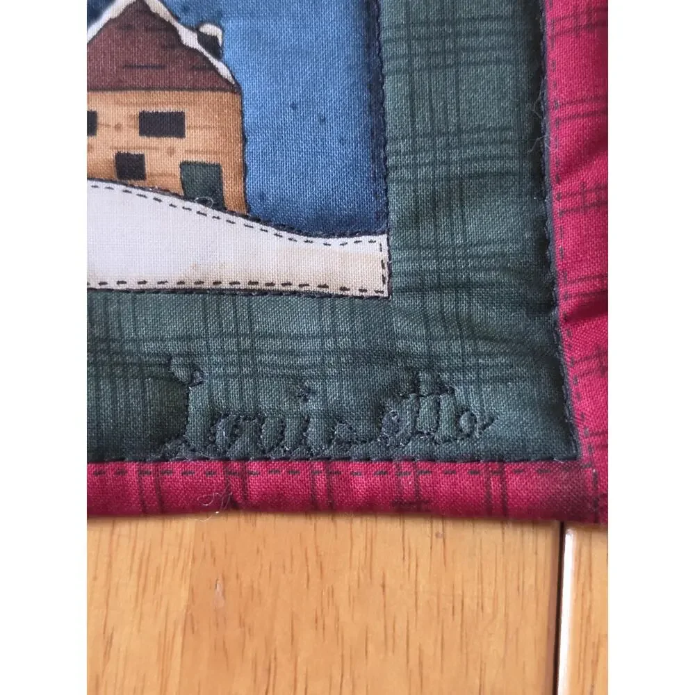 CRANSTON PRINT WORKS Country Christmas LESLIE BECK Wall Hanging Welcome Santa